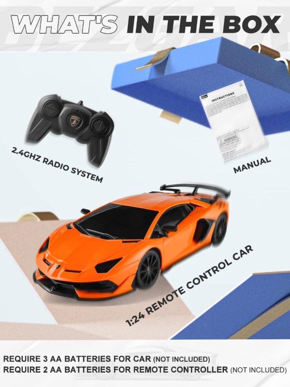 Remote Control Car Licensed RC, 1:24 Lambo Toy Car for Kids, Lambo Aventador SVJ - Picture 6 of 9